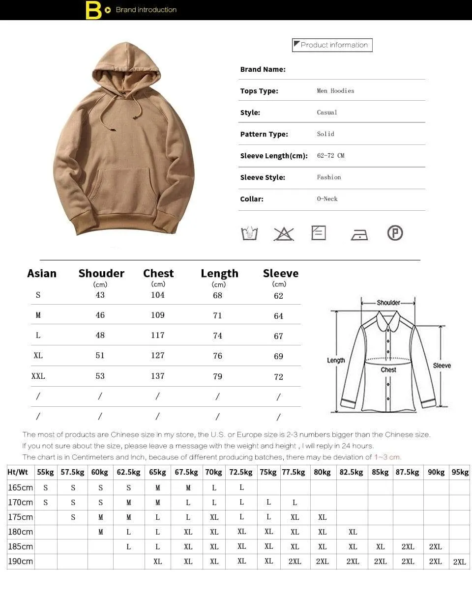 Autumn Fashion Hoodie Male Warm Fleece Coat Hooded Men Brand Hoodies Sweatshirts EU Size