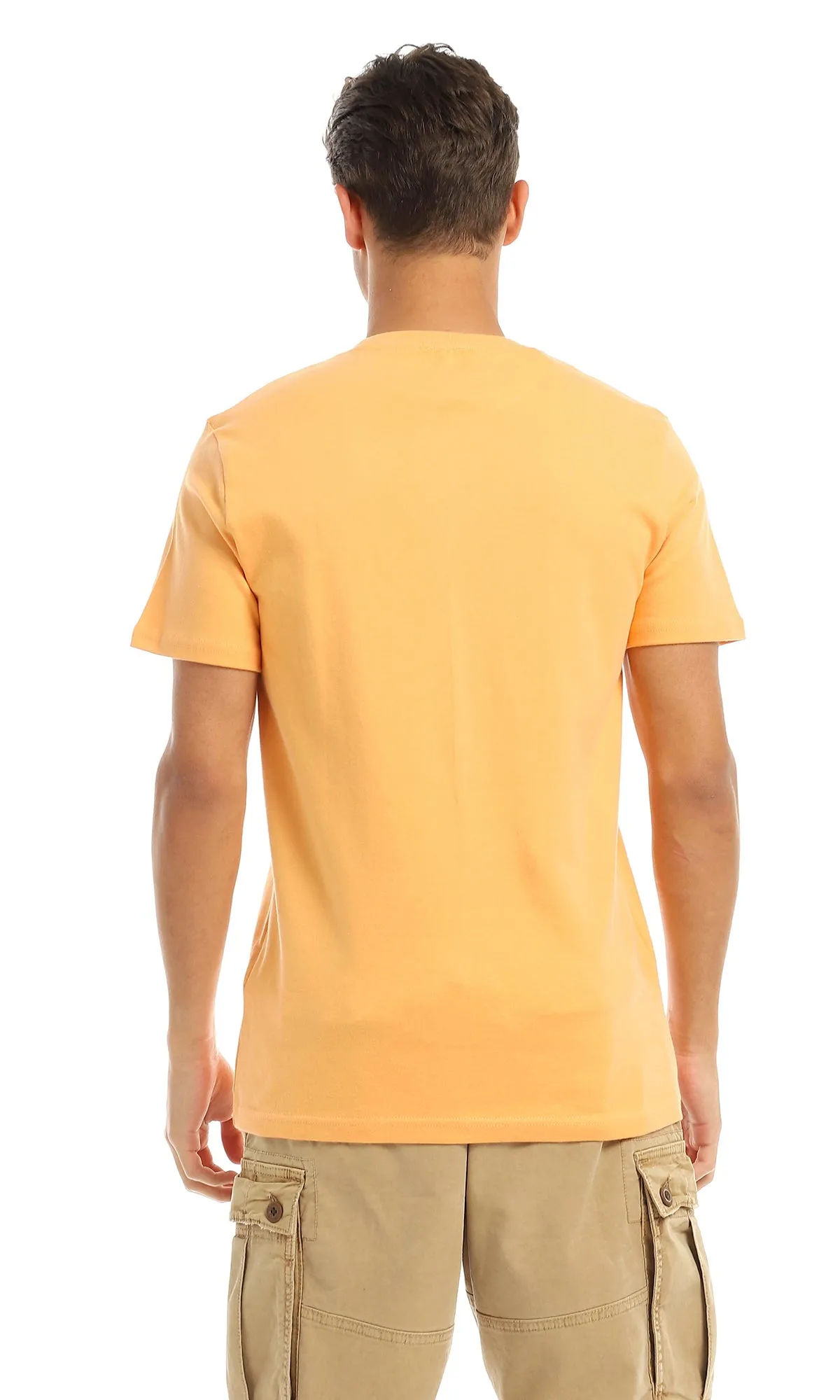 97410 Stay Positive Printed Orange Round T-Shirt