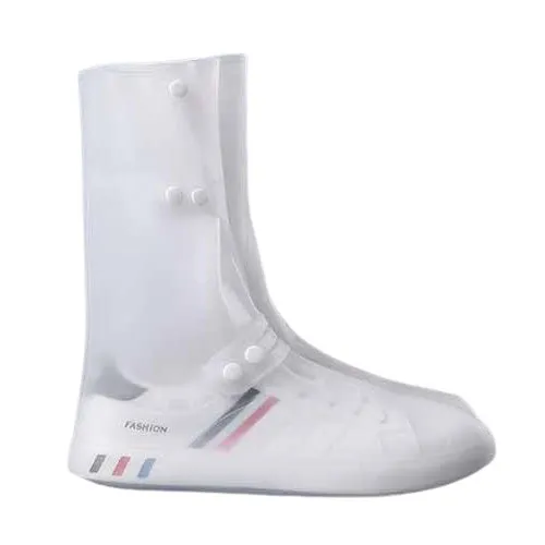 White transparent silicone shoe protection waterproof cover rain boots long summer rainy season socks protection sole slip-resistant lightweight durable Carry women men swimming pool beach aqua Unisex