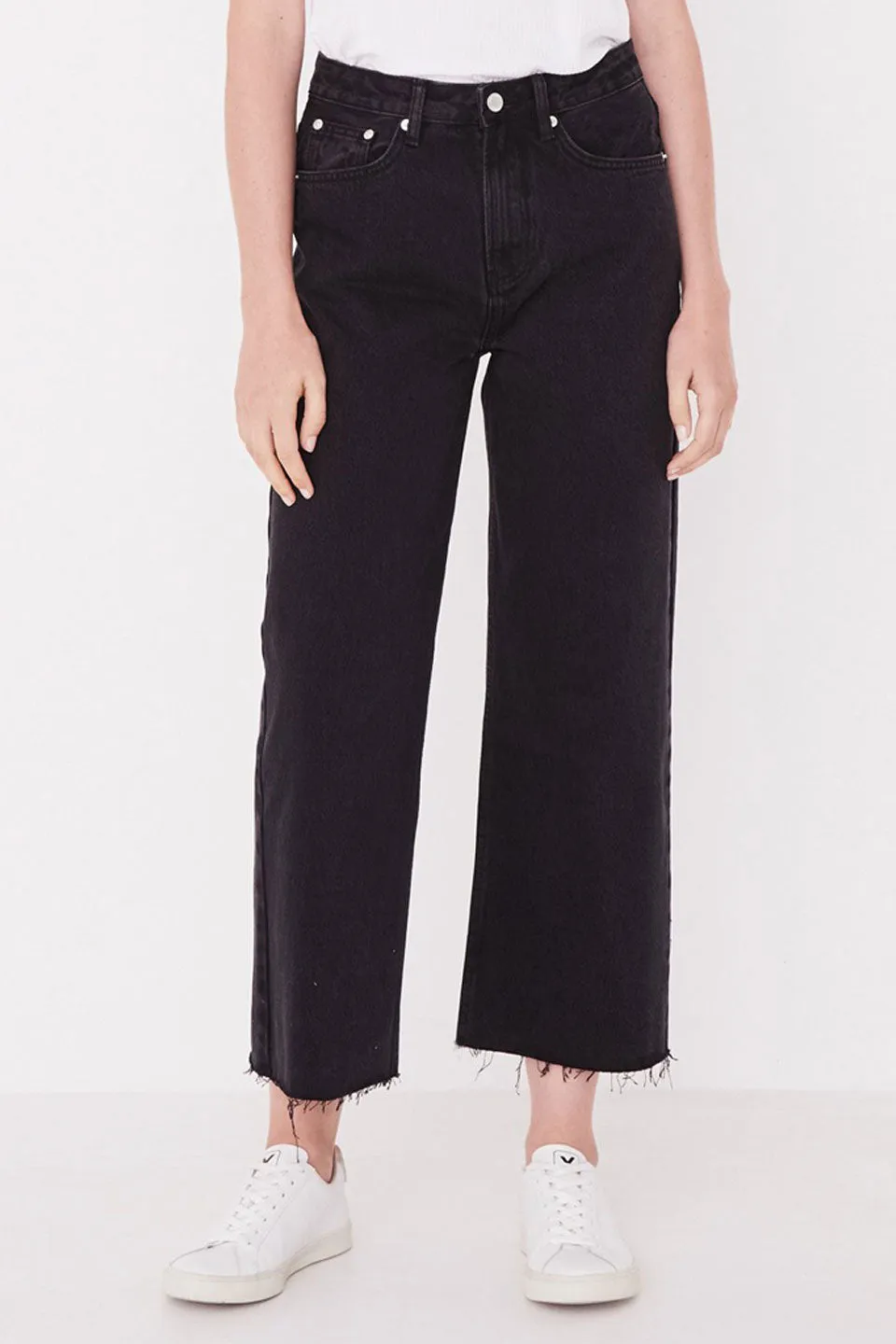 High Waist Flare Washed Black Denim Jeans