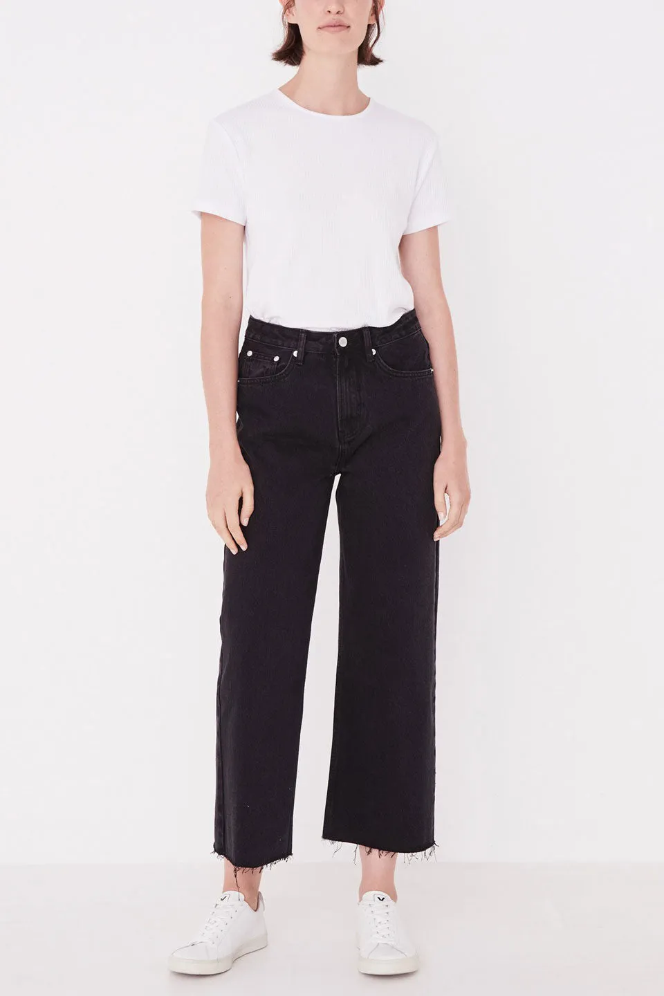 High Waist Flare Washed Black Denim Jeans