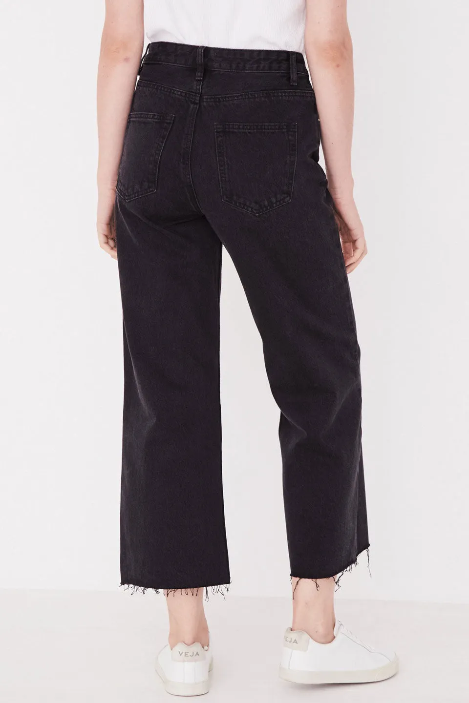 High Waist Flare Washed Black Denim Jeans