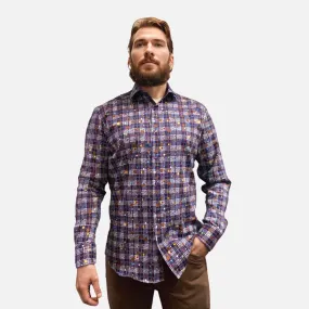 7 Downie St. Men's Plaid & Dotted Long Sleeve Fashion Multicolor Button-Up Shirt