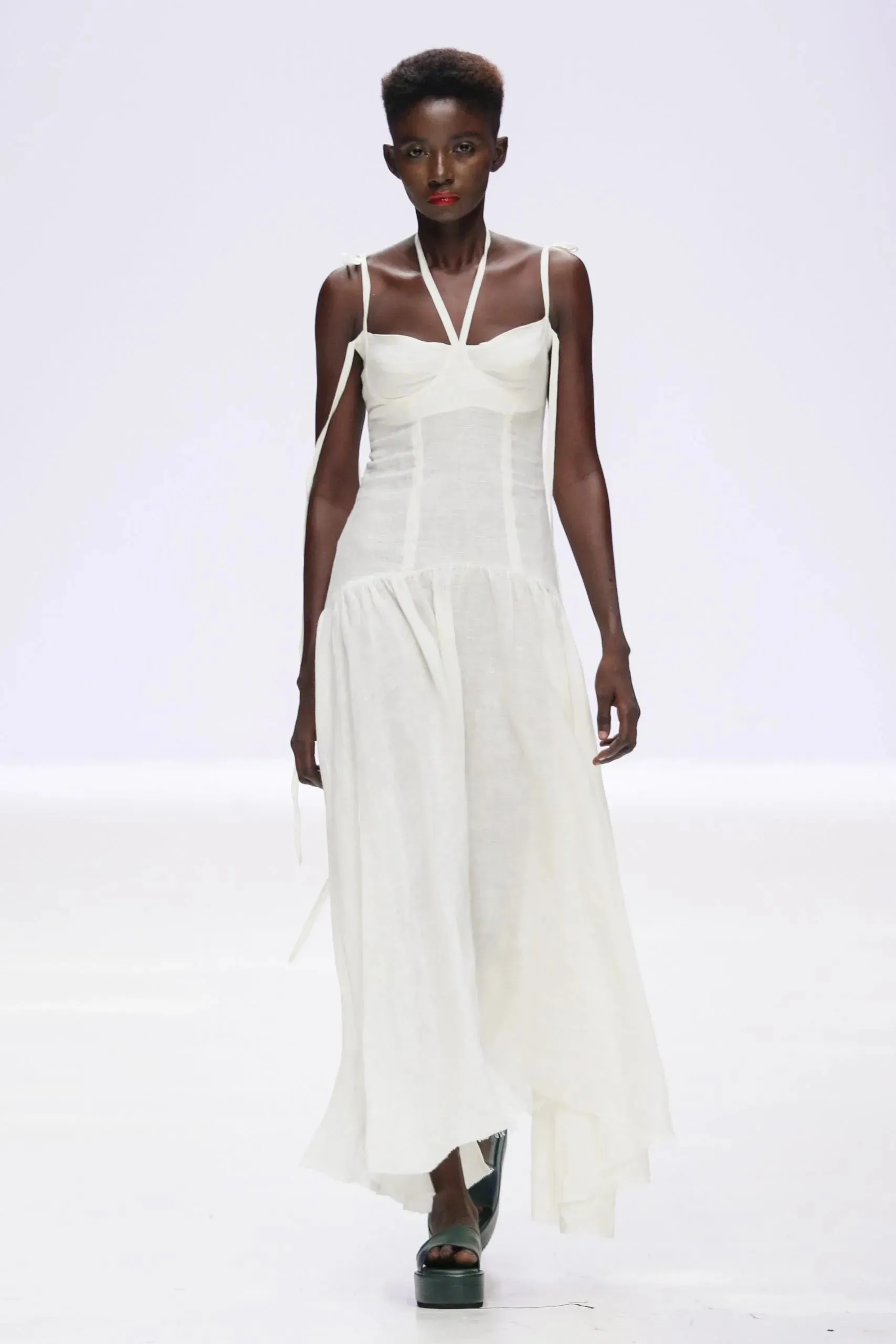 Abiola Olusola MULTIPLE STRAPS,  BUSTIER CUT, RAW HEM YAMI DRESS