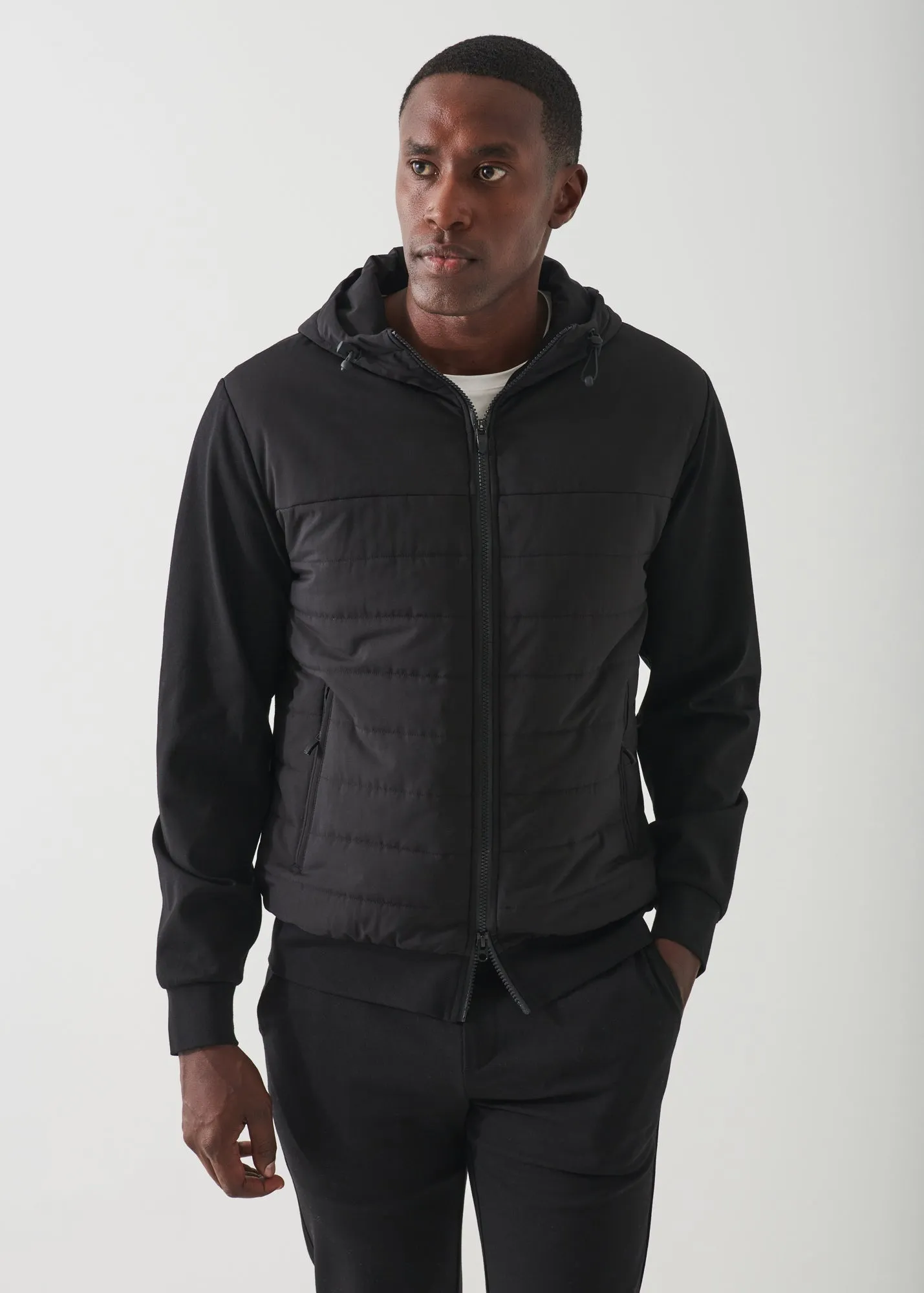 ACTIVE QUILTED MIX-MEDIA HOODIE