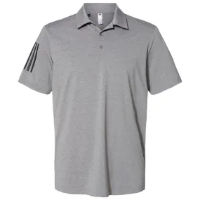 adidas Men's Grey Three Heather/Black Floating 3-Stripes Sport Shirt