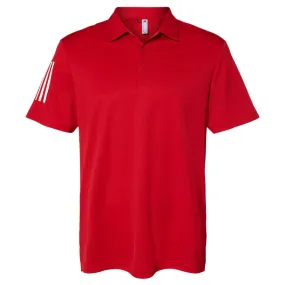 adidas Men's Team Power Red/White Floating 3-Stripes Sport Shirt