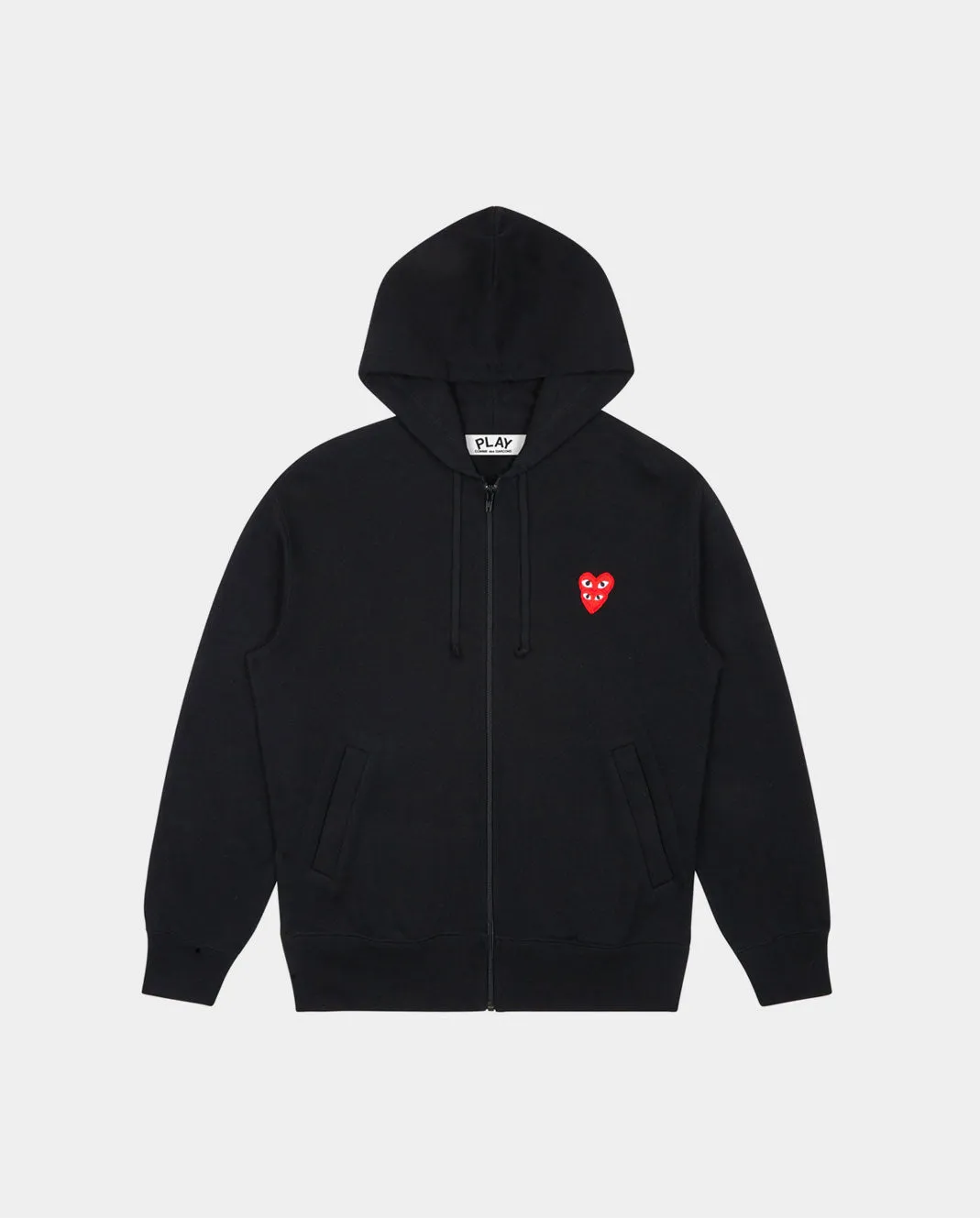 T293 DOUBLE RED HEART ZIP UP HOODED SWEATSHIRT SWEATSHIRT / BLACK