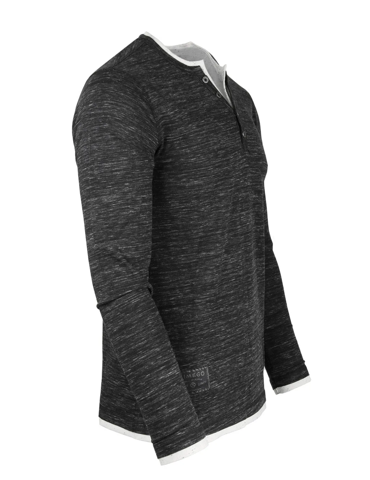 Men's Long Sleeve Double Layered Y-Neck Fashion Henley