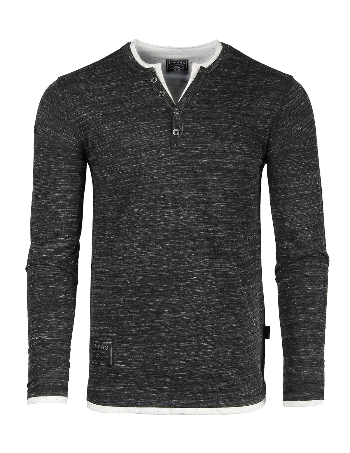 Men's Long Sleeve Double Layered Y-Neck Fashion Henley