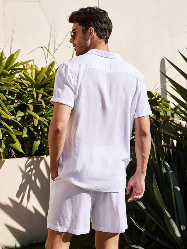 Linen Men Shorts Outfit Set