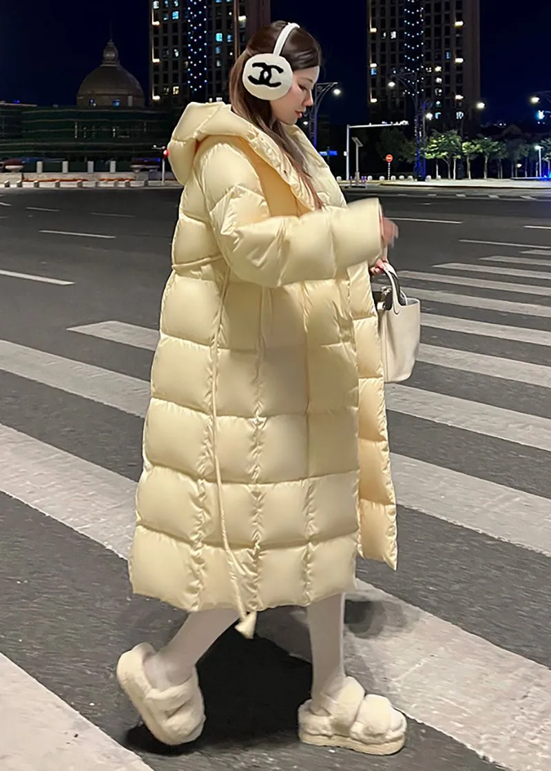 Lindsay Yellow Hooded Long Down Puffy Coat