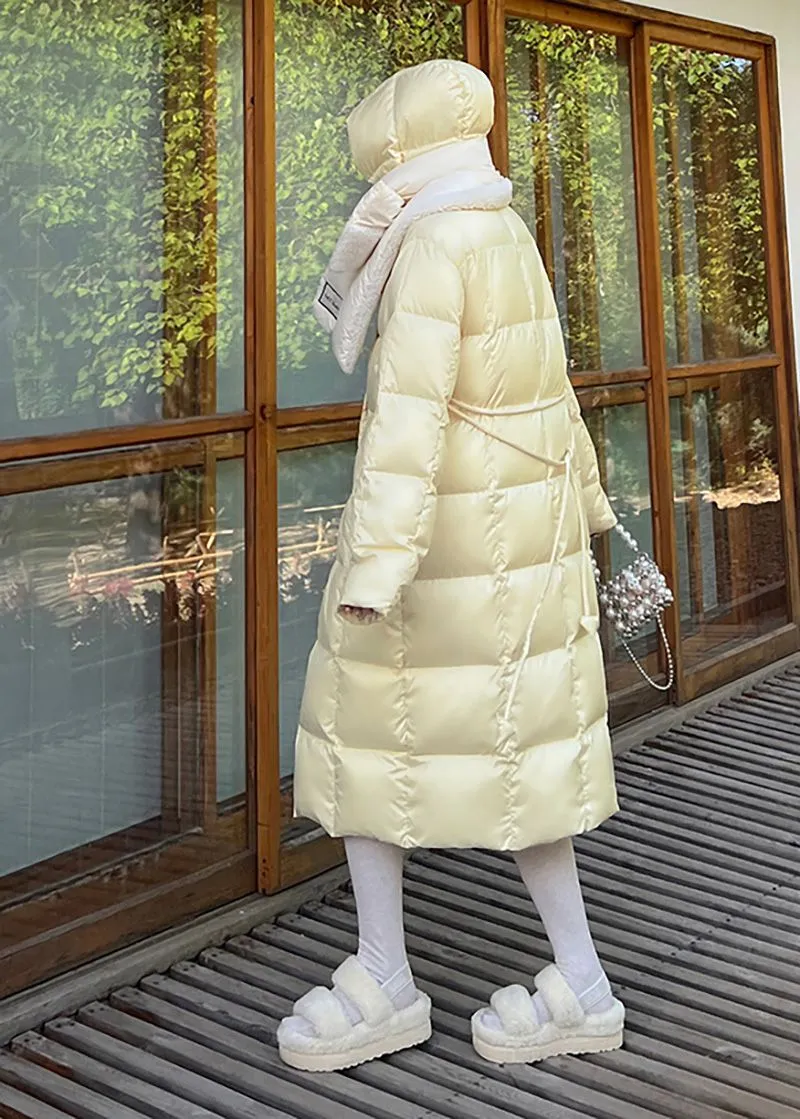 Lindsay Yellow Hooded Long Down Puffy Coat