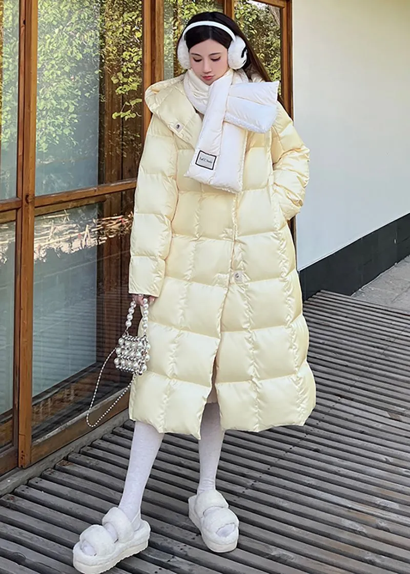 Lindsay Yellow Hooded Long Down Puffy Coat