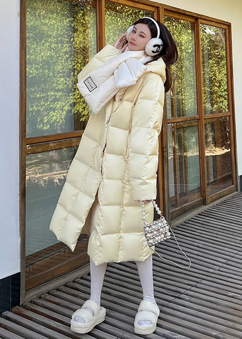 Lindsay Yellow Hooded Long Down Puffy Coat