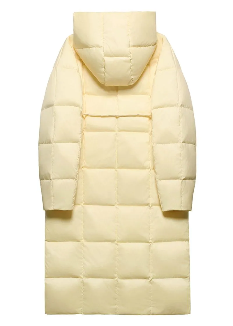 Lindsay Yellow Hooded Long Down Puffy Coat