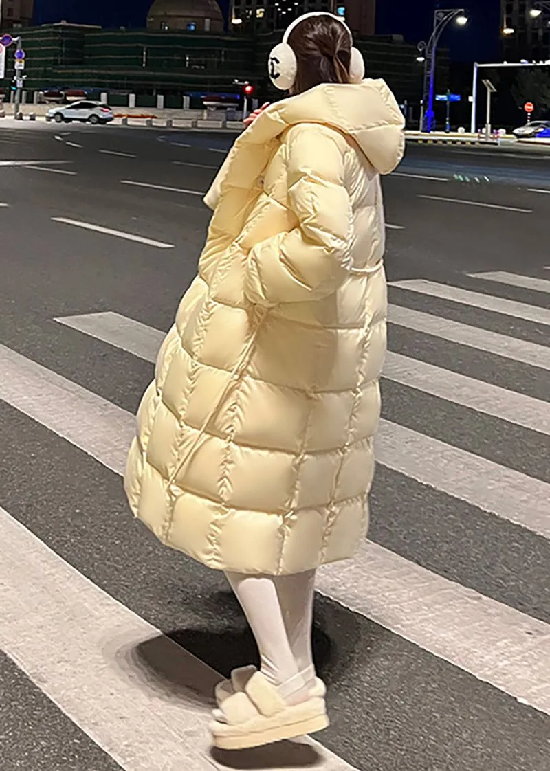 Lindsay Yellow Hooded Long Down Puffy Coat