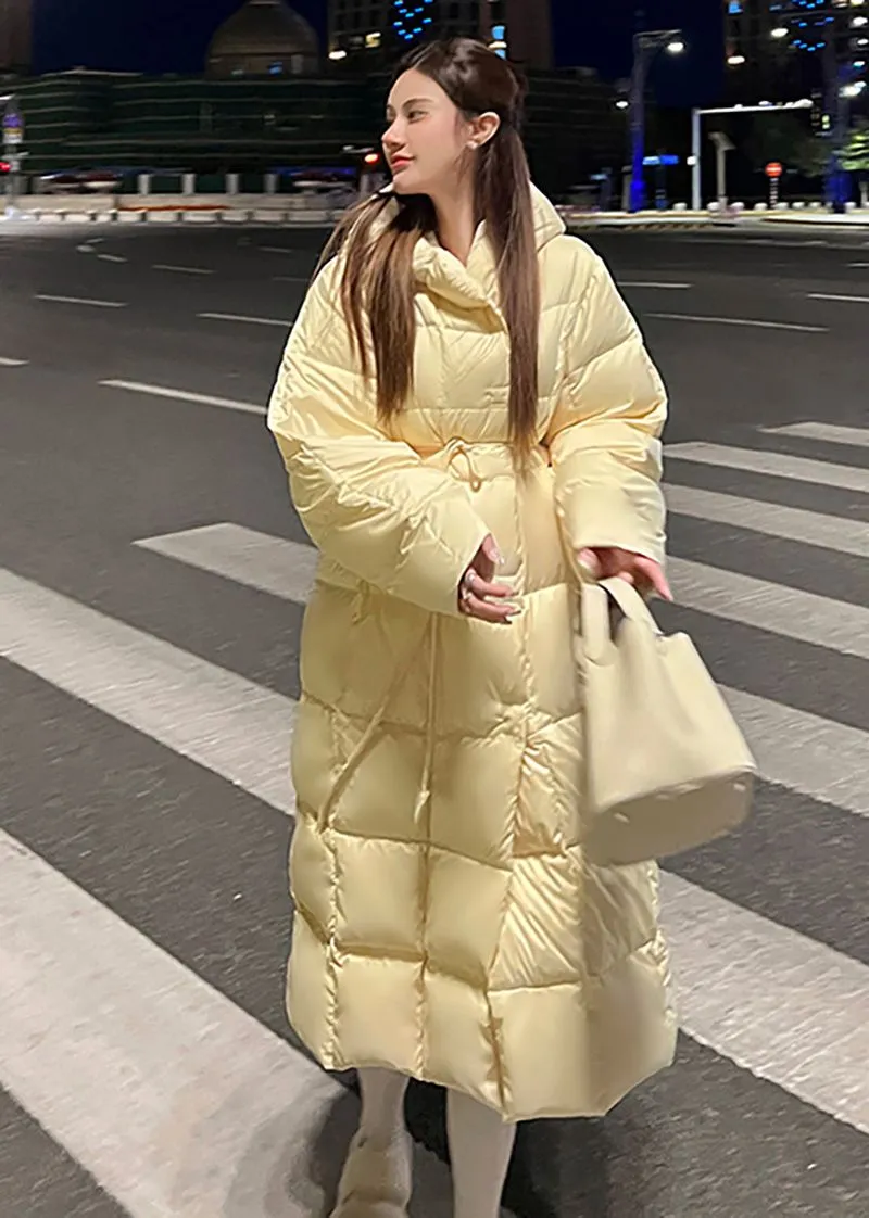 Lindsay Yellow Hooded Long Down Puffy Coat