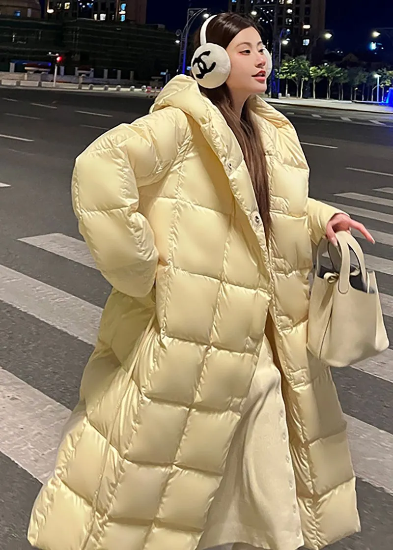 Lindsay Yellow Hooded Long Down Puffy Coat