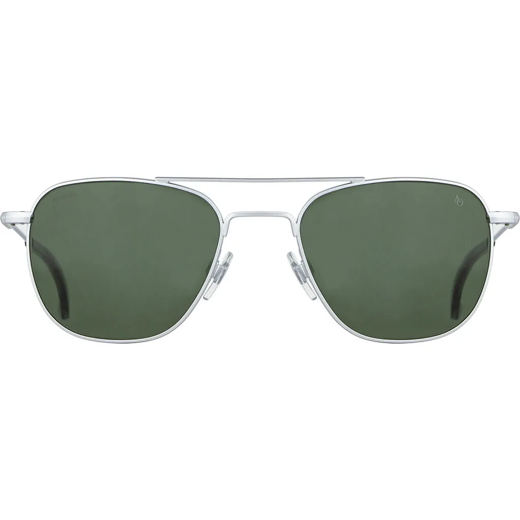 American Optical Big General Sunglasses | Silver/Polarized Glass Green