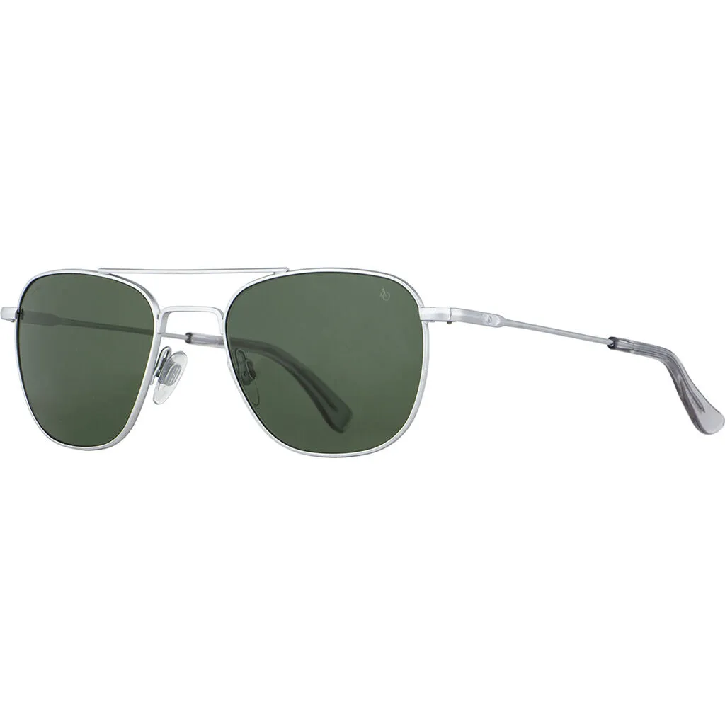 American Optical Big General Sunglasses | Silver/Polarized Glass Green