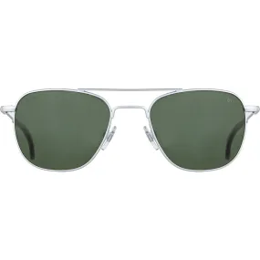 American Optical Big General Sunglasses | Silver/Polarized Glass Green