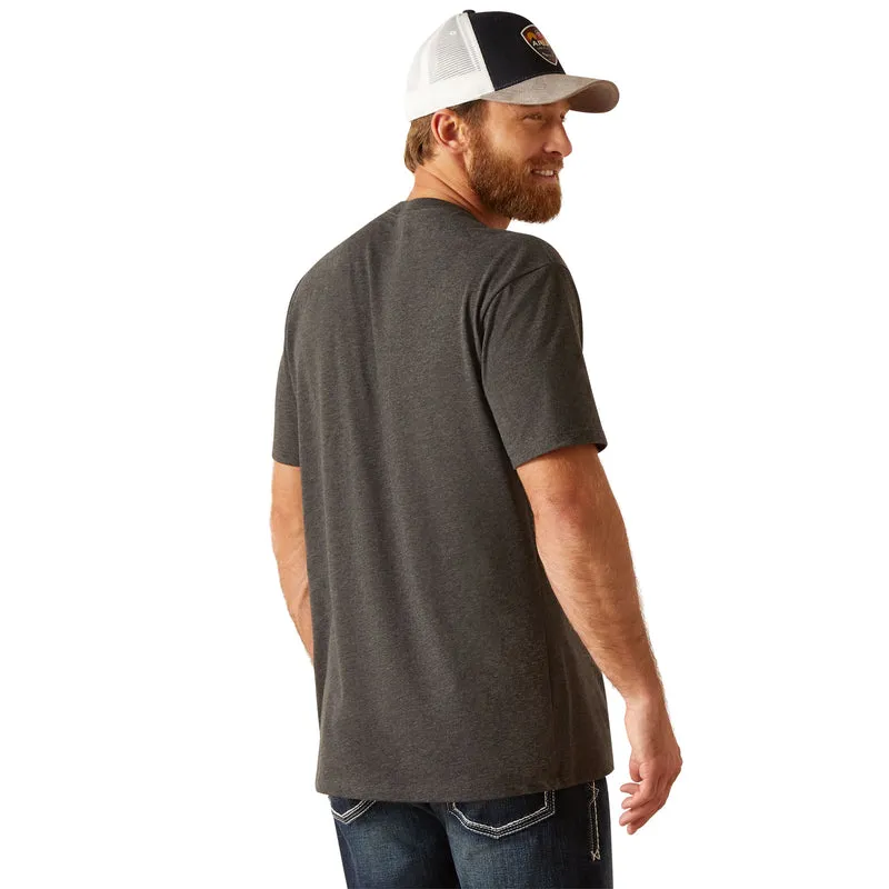 'Ariat' Men's License Plate Cowboy T-Shirt - Charcoal Heather