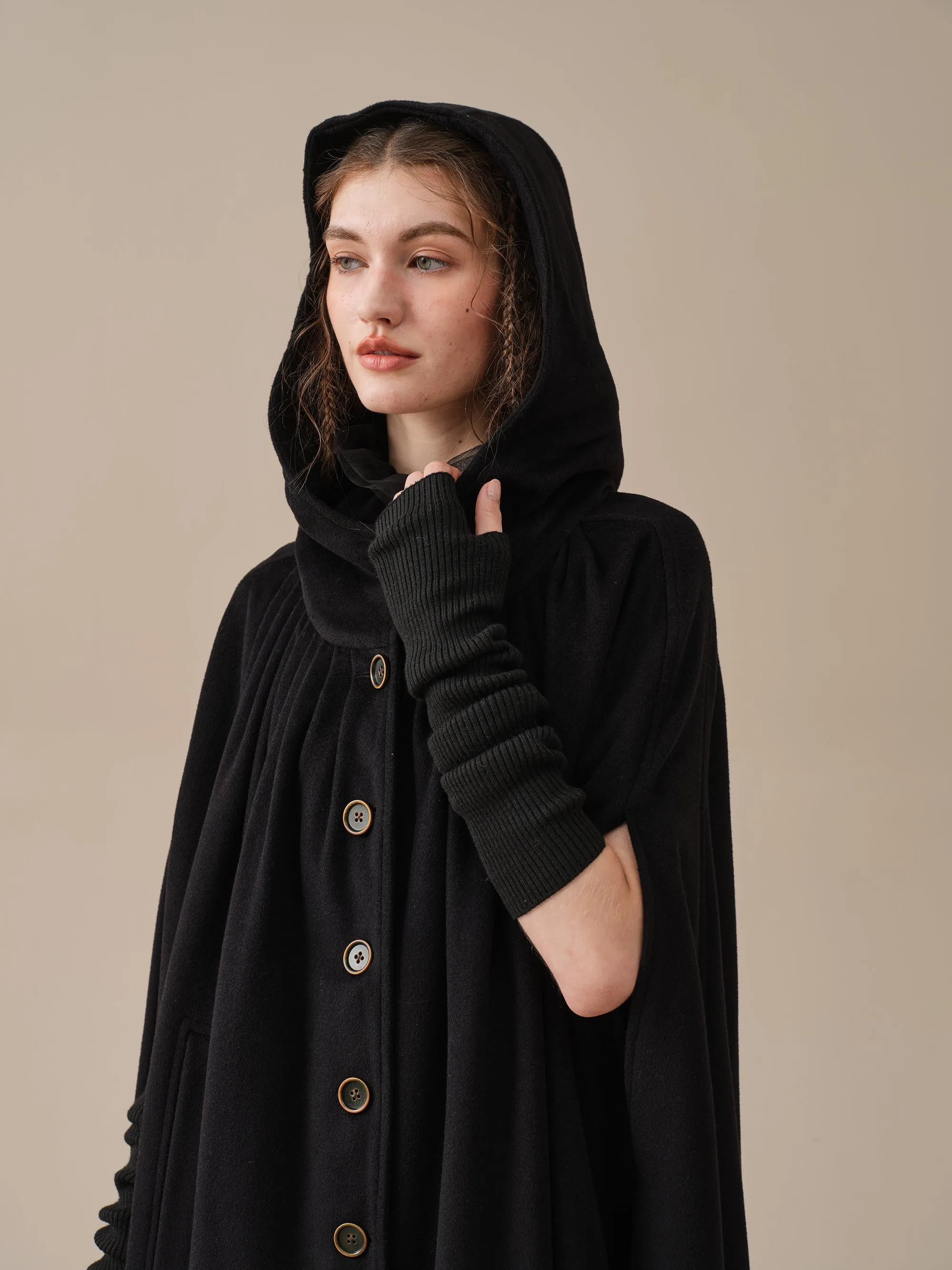 ARIEL 14 | HOODED WOOL CLOAK COAT