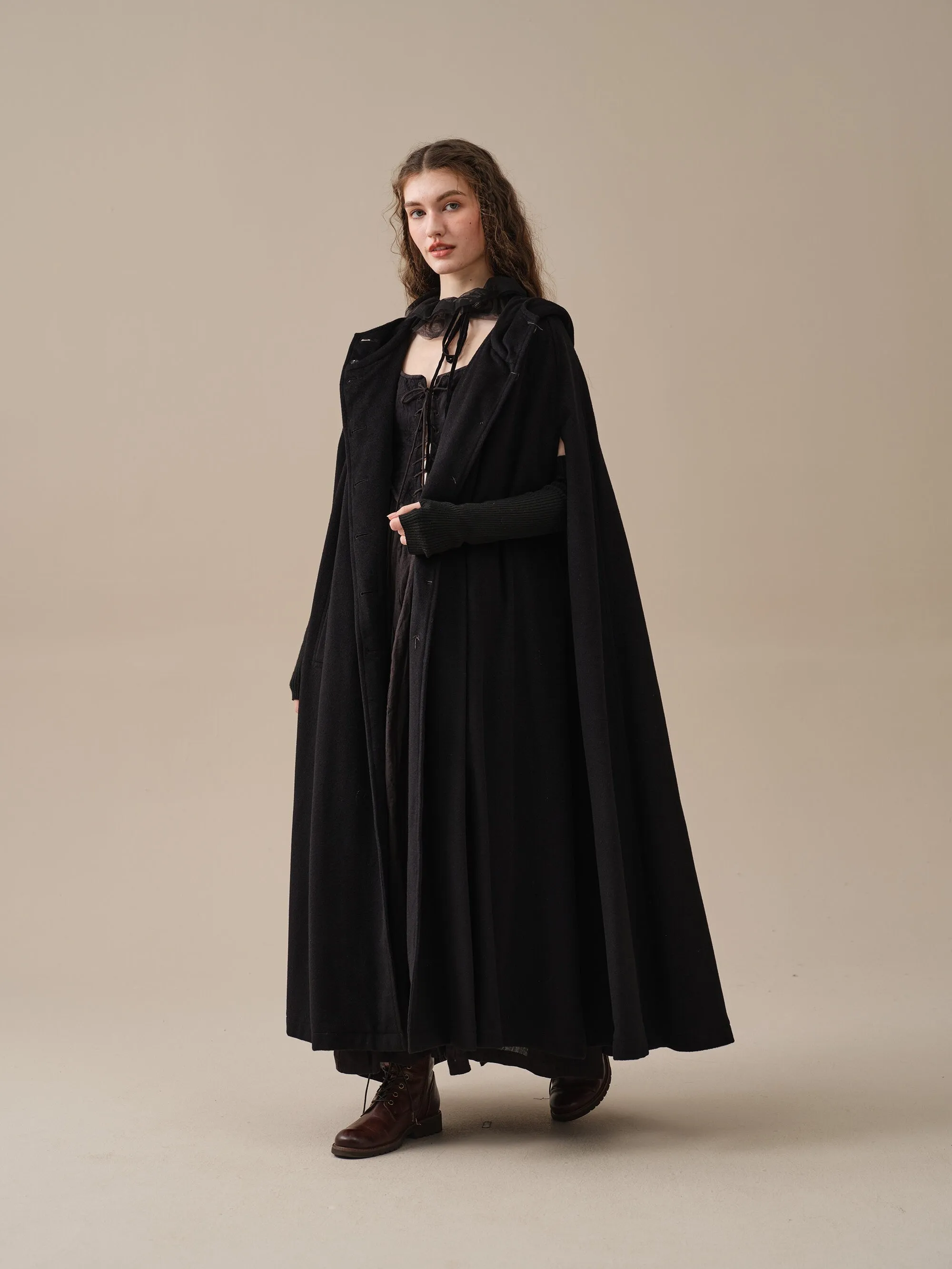 ARIEL 14 | HOODED WOOL CLOAK COAT