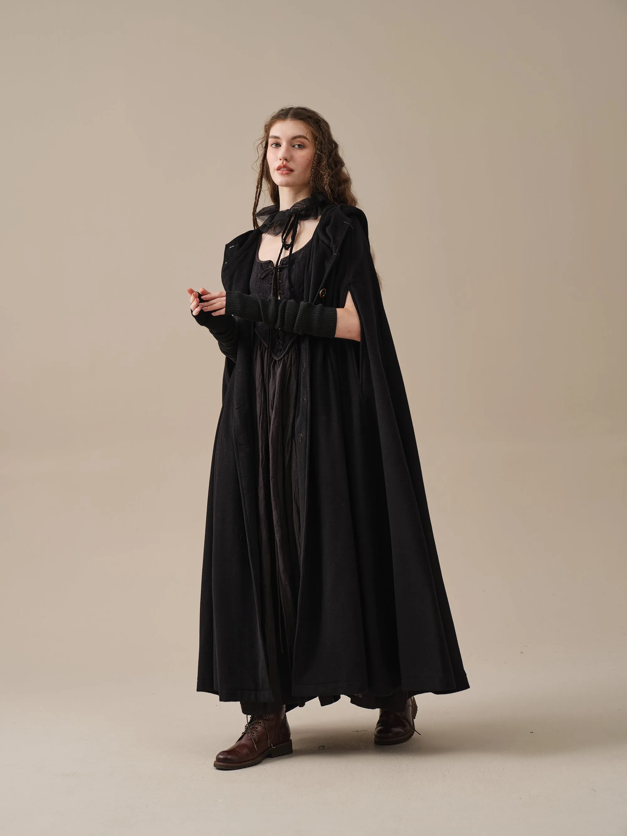 ARIEL 14 | HOODED WOOL CLOAK COAT