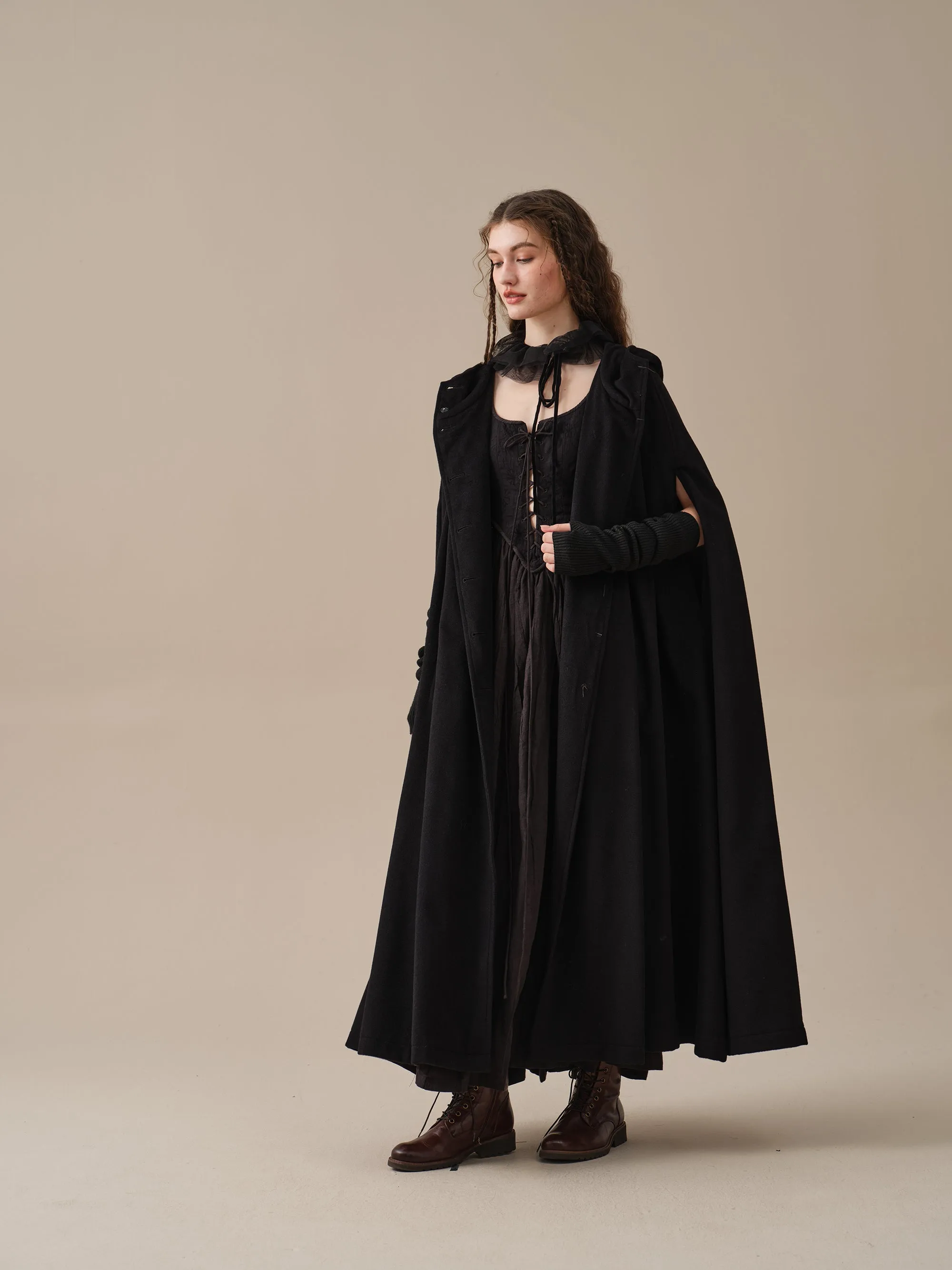 ARIEL 14 | HOODED WOOL CLOAK COAT