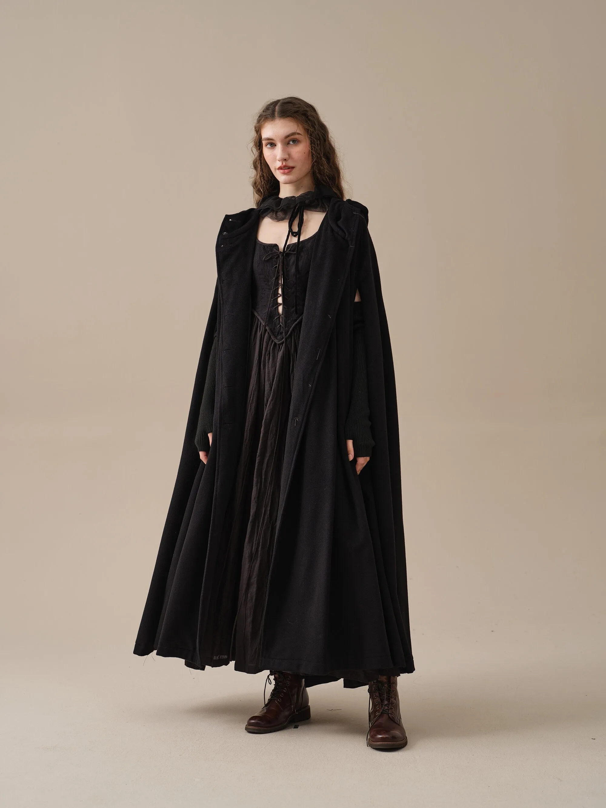 ARIEL 14 | HOODED WOOL CLOAK COAT