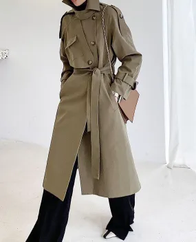 Army Green Asymmetric Trench Coat