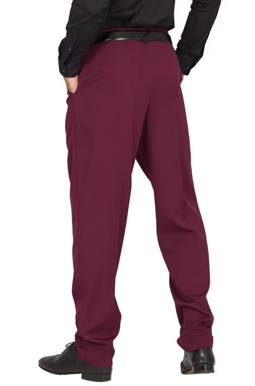 Burgundy Men's Tango Pants With Three Pleats