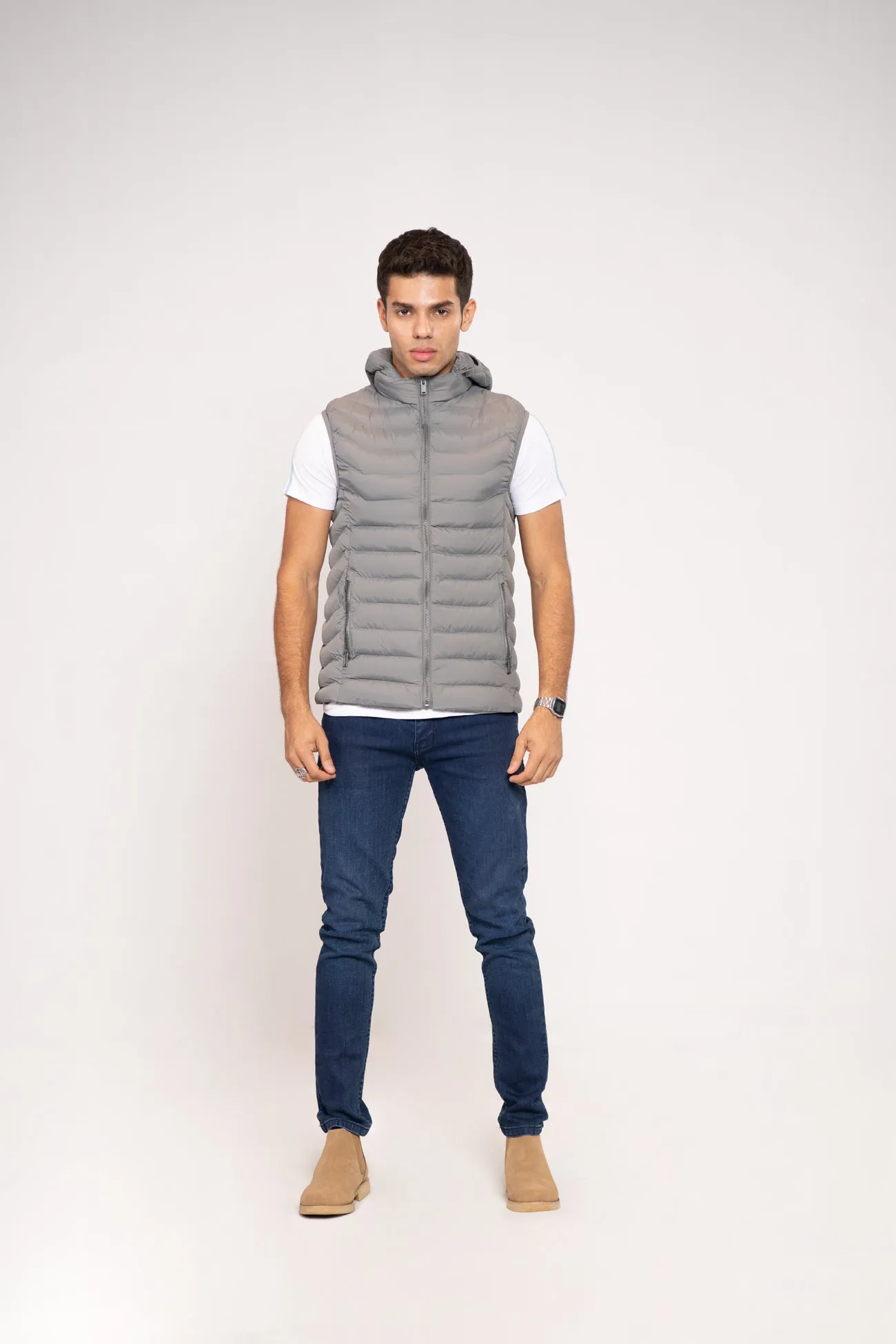 HOODED PUFFER GILET