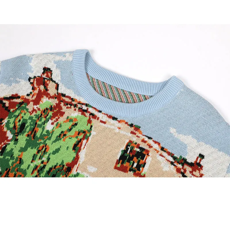 Switzerland 2023 Travel Series Men Sweater Jacquard Pattern knitwear winter jumpers cotton Knit top