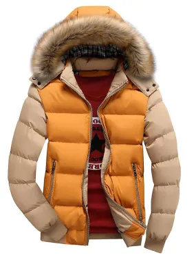 ASHORESHOP Men's Winter Jackets Thick Hooded Fur Collar Parka Men Coats