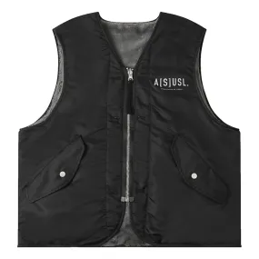 A[S]USL REVERSIBLE MILITARY VEST-BLACK/CHARCOAL