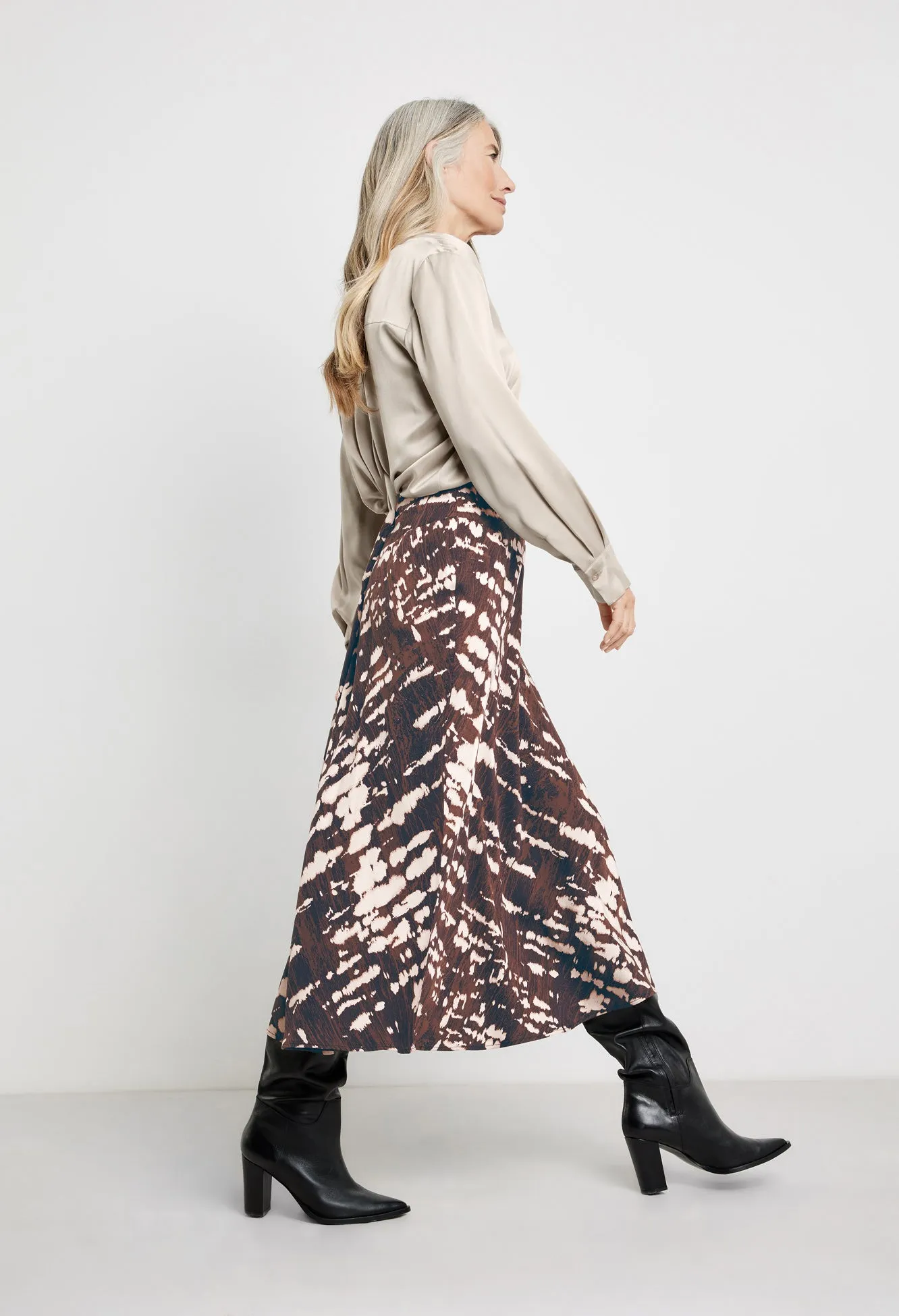 Asymmetric Print Skirt