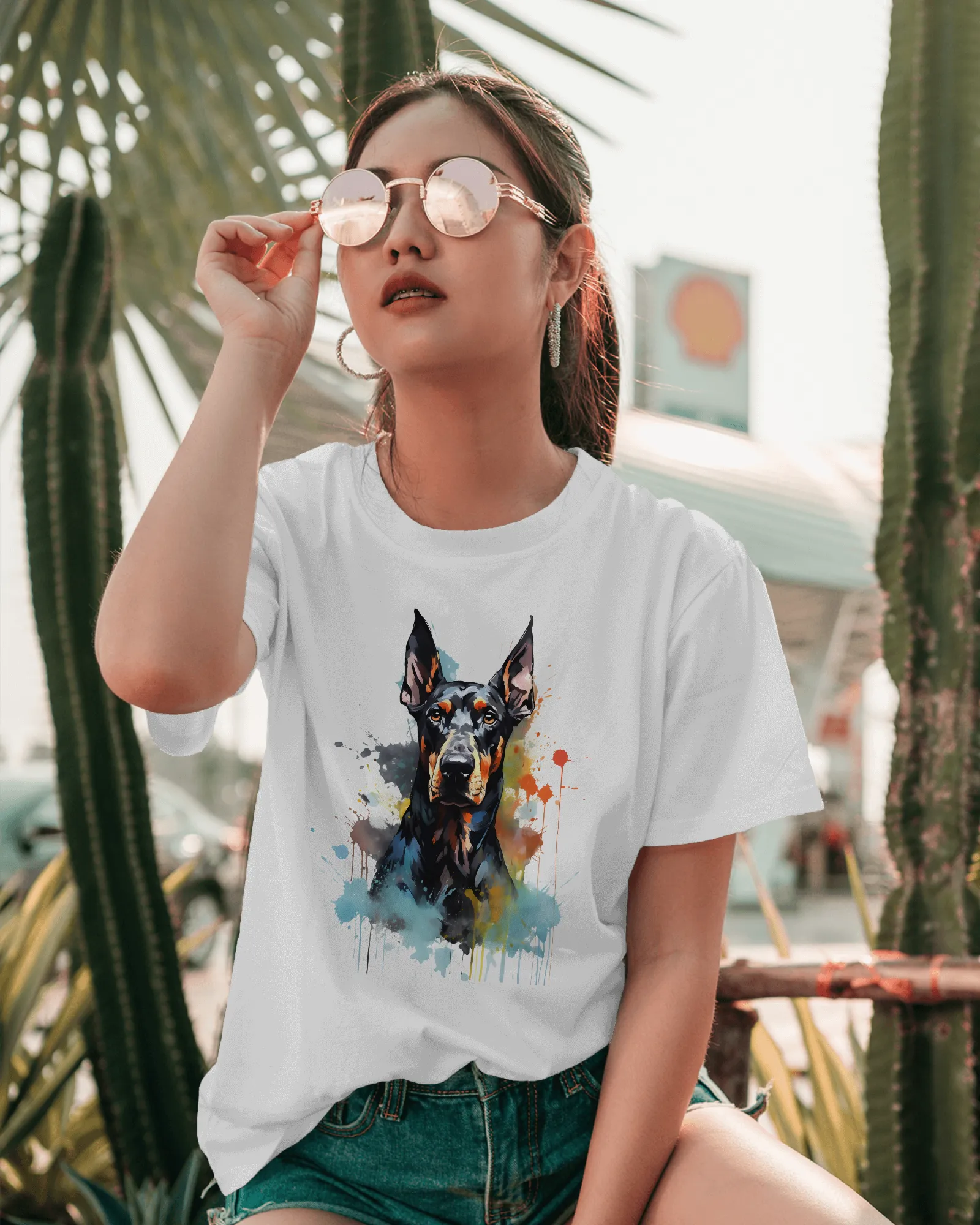 Doberman T-Shirt, Watercolor Doberman, Doberman Art Shirt, Dog Lover Apparel, Unisex Heavy Cotton Tee