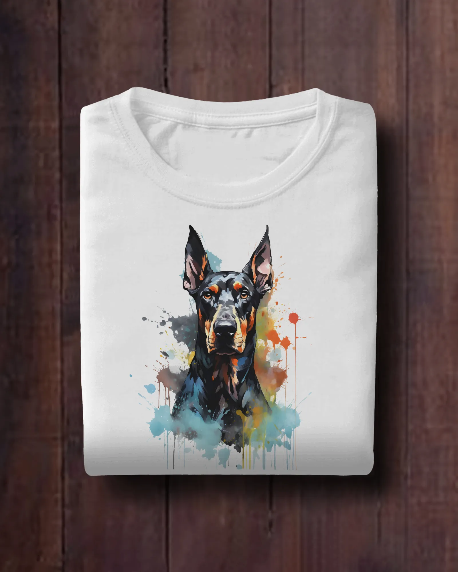 Doberman T-Shirt, Watercolor Doberman, Doberman Art Shirt, Dog Lover Apparel, Unisex Heavy Cotton Tee