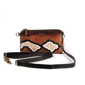 BD229PI - Cuadra brown casual fashion python wristlet wallet for woman