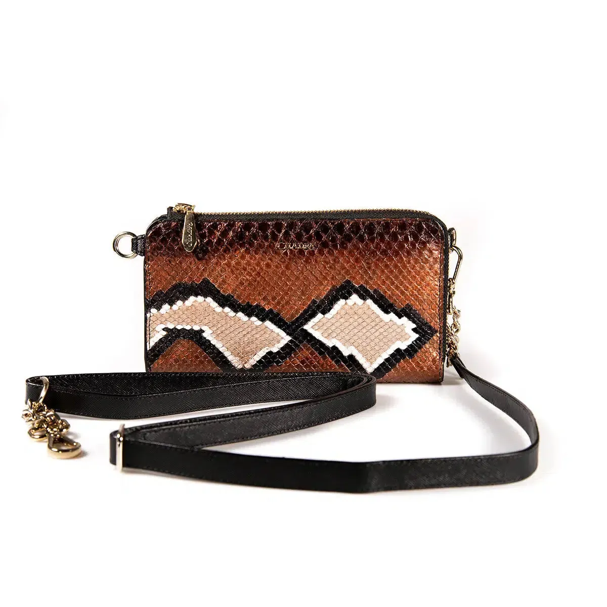 BD229PI - Cuadra brown casual fashion python wristlet wallet for woman