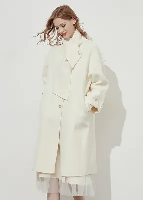 Beata Cream Double-Faced Wool Overcoat