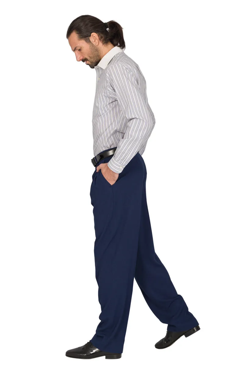 Black Viscose Men's Tango Pants With Four Pleats