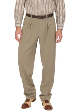 Beige Men's Tango Pants With Three Pleats