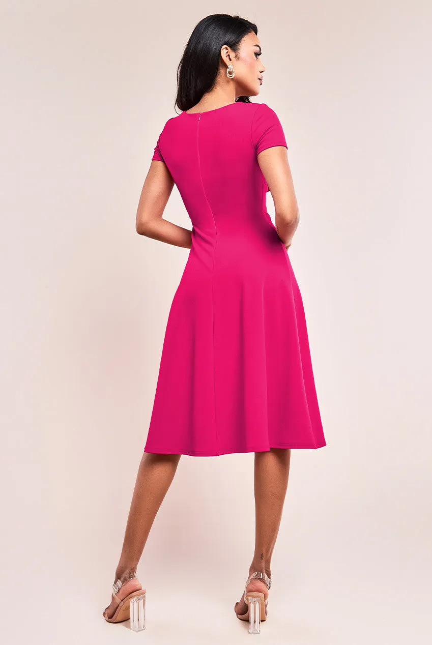 Goddiva Scuba Crepe Twist Cutout Midi Dress