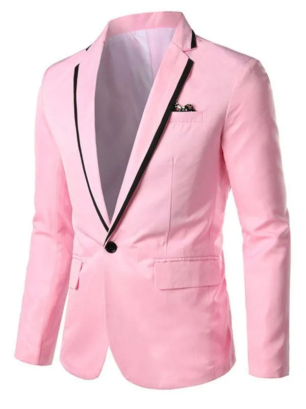 Pink Slim Fit Men Blazer