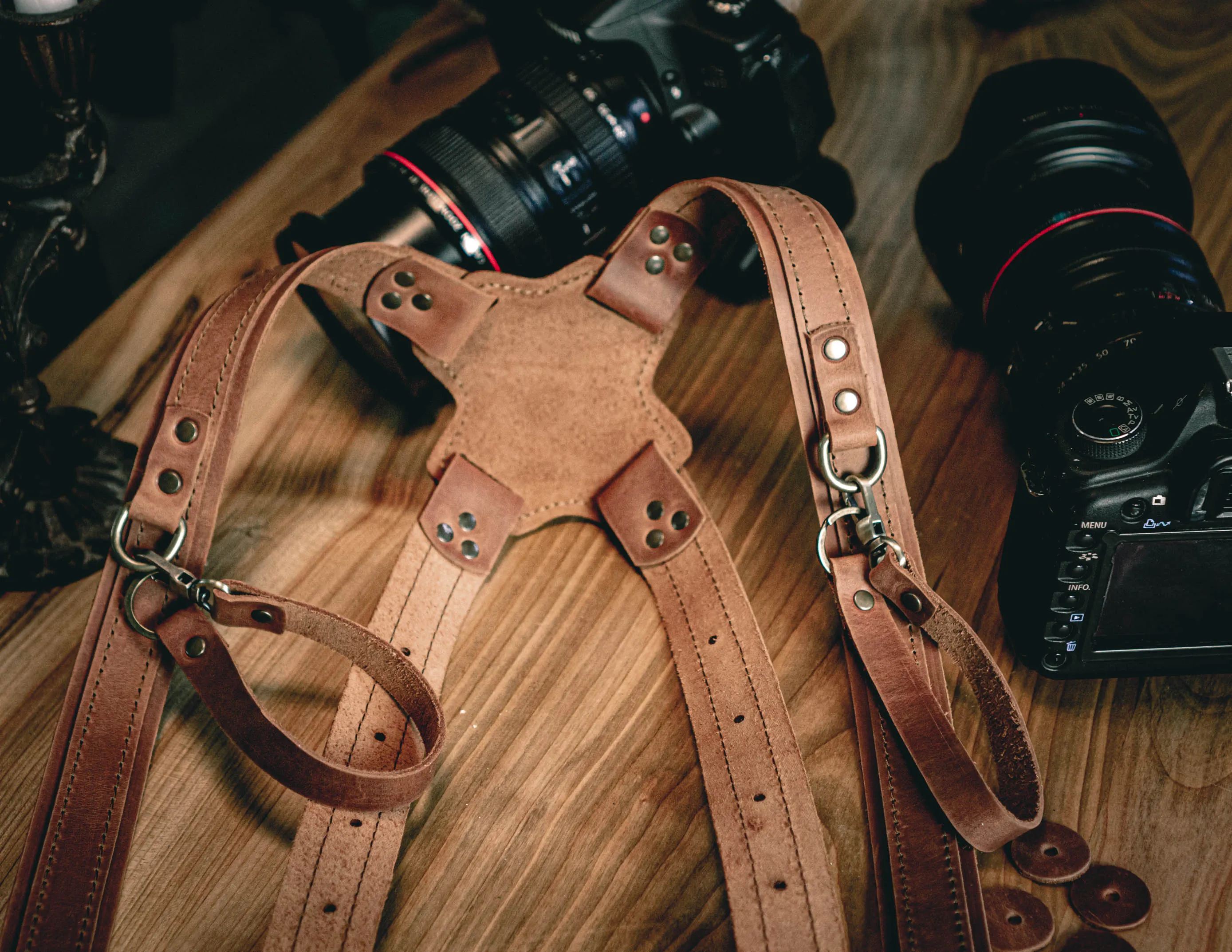 Leather Camera Harness | Dual Camera Strap | Handcrafted FashionRacing