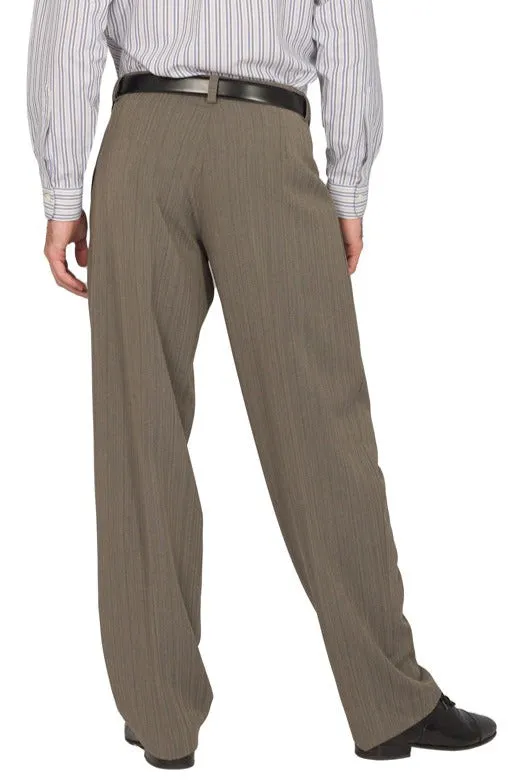 Ash Grey Striped Tango Pants With Four Pleats